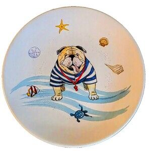 2 Certified International Sherri Buck Baldwin Dog Swimsuits Beach Ocean Plates
